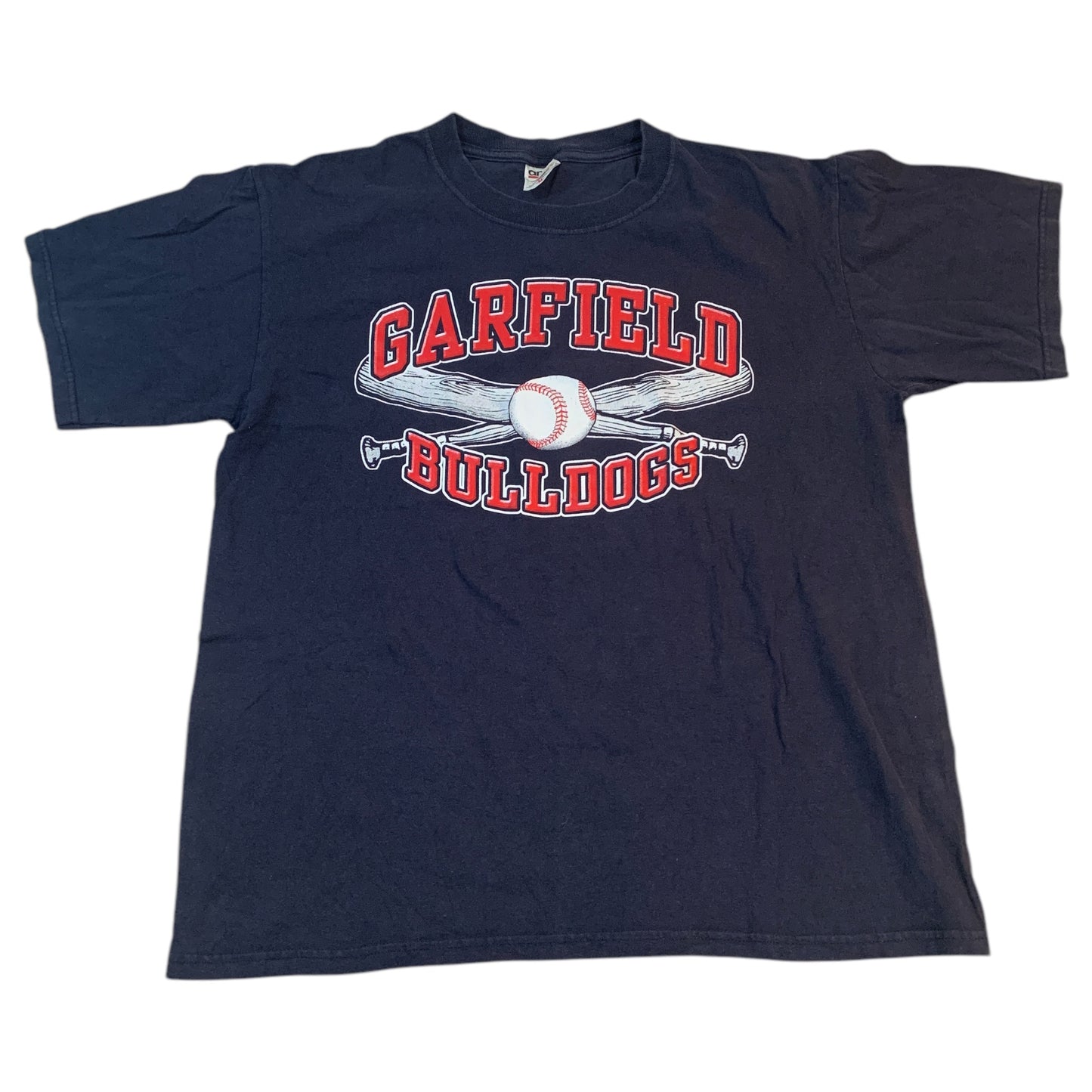 Camiseta Vintage Anvil "Garfield Bulldogs" Baseball Azul Marinho - Tamanho M, 100% Algodão