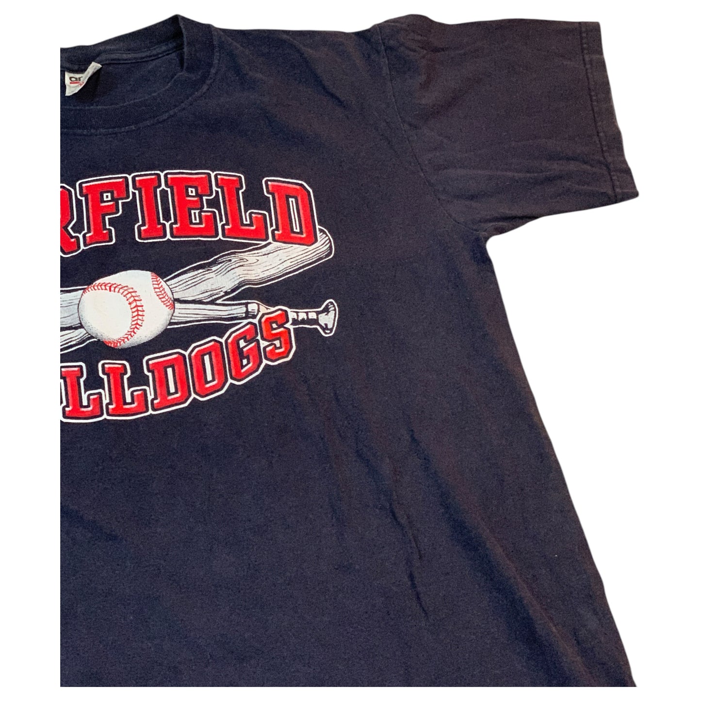 Camiseta Vintage Anvil "Garfield Bulldogs" Baseball Azul Marinho - Tamanho M, 100% Algodão