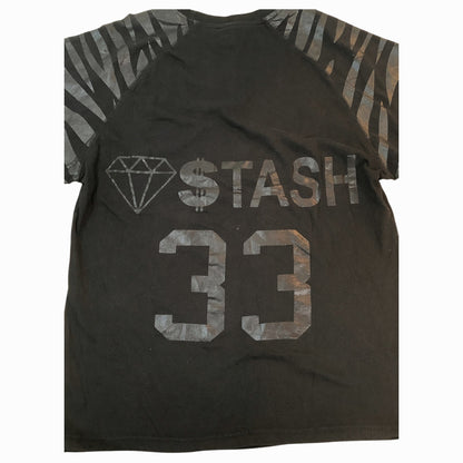 Camiseta Vintage Diamond Stash Preta com Detalhes de Zebra e Diamante - Estilo Hip Hop Y2K 2000s