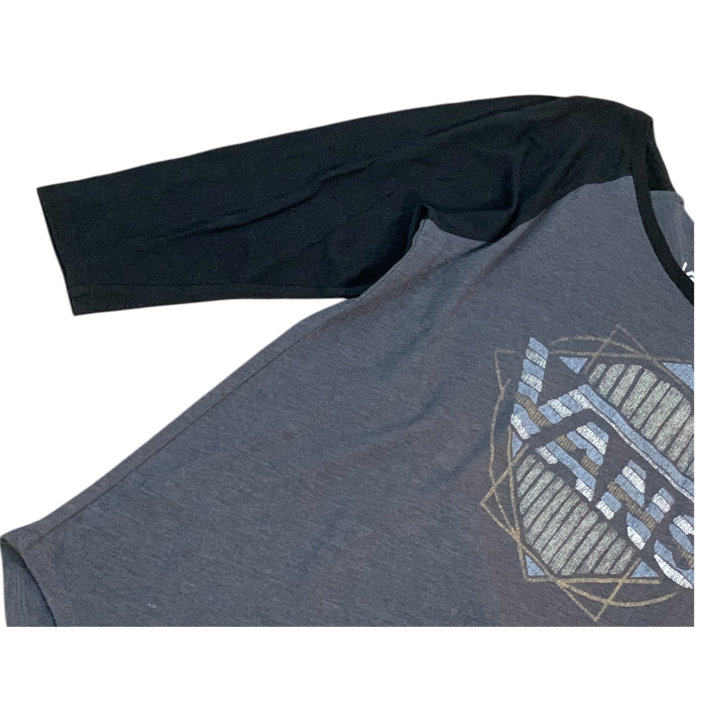 Vans Grey and Black Long Sleeve T-Shirt with Geometric Print - Size S