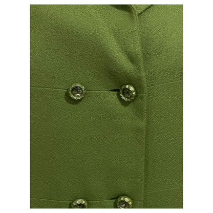 Conjunto Vintage de Vestido e Blazer Sob Medida – Alfaiataria Verde Clássico dos Anos 70