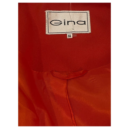 Vintage Gina Set – Orange Blazer and Skirt with Gold Details and Back Slit (70s/80s)