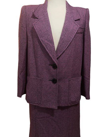 Vintage Purple Checked Wool Blazer and Skirt Set – 80s/90s