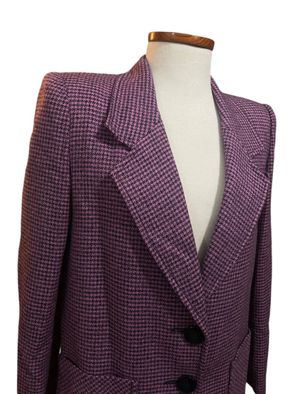 Vintage Purple Checked Wool Blazer and Skirt Set – 80s/90s