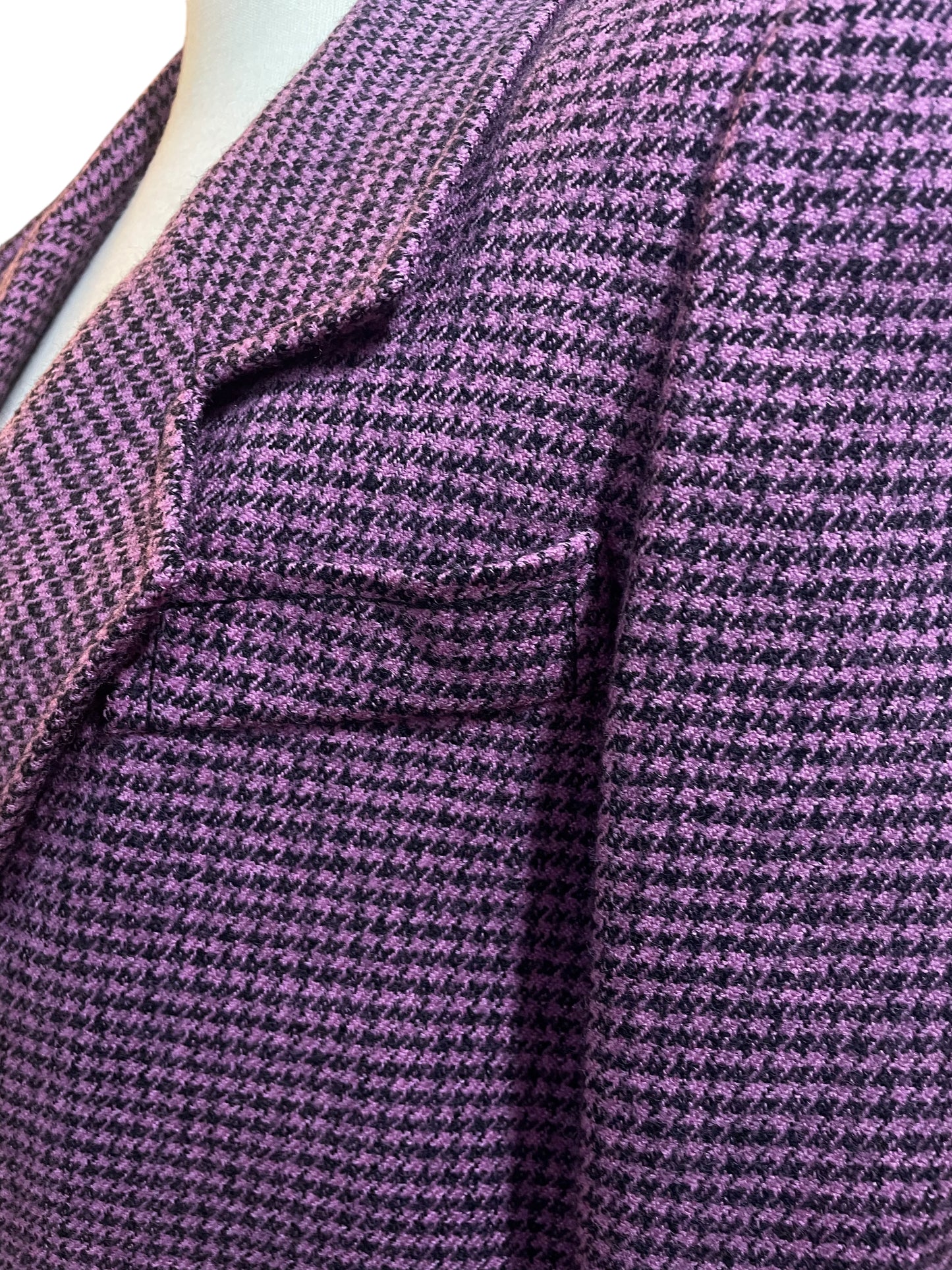 Vintage Purple Checked Wool Blazer and Skirt Set – 80s/90s