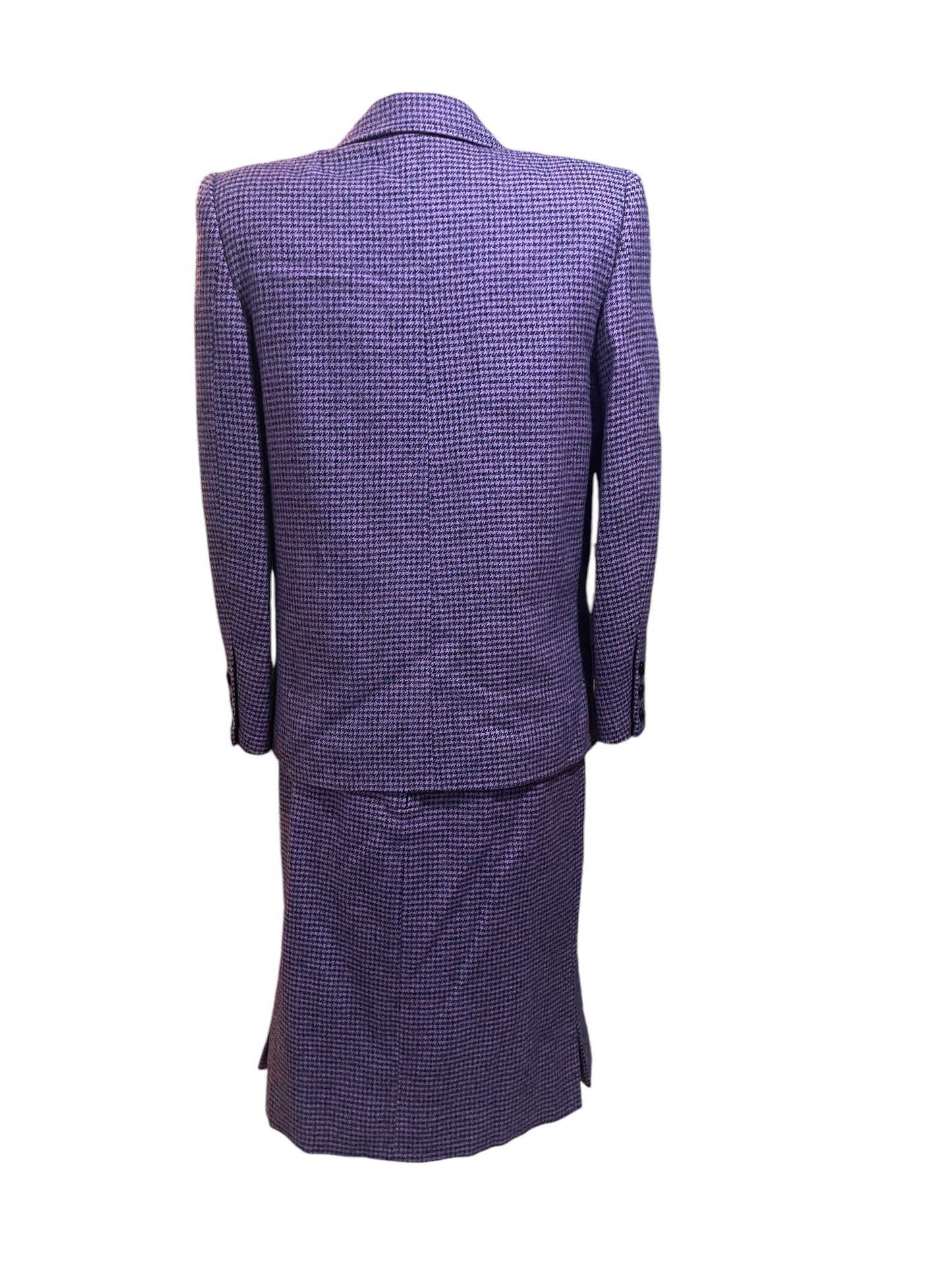 Vintage Purple Checked Wool Blazer and Skirt Set – 80s/90s