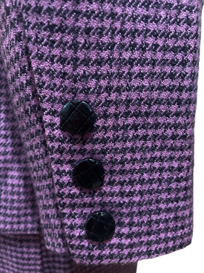 Vintage Purple Checked Wool Blazer and Skirt Set – 80s/90s