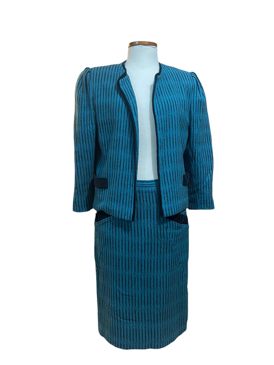 Vintage Wool Striped Blazer and Skirt Set – 80s/90s