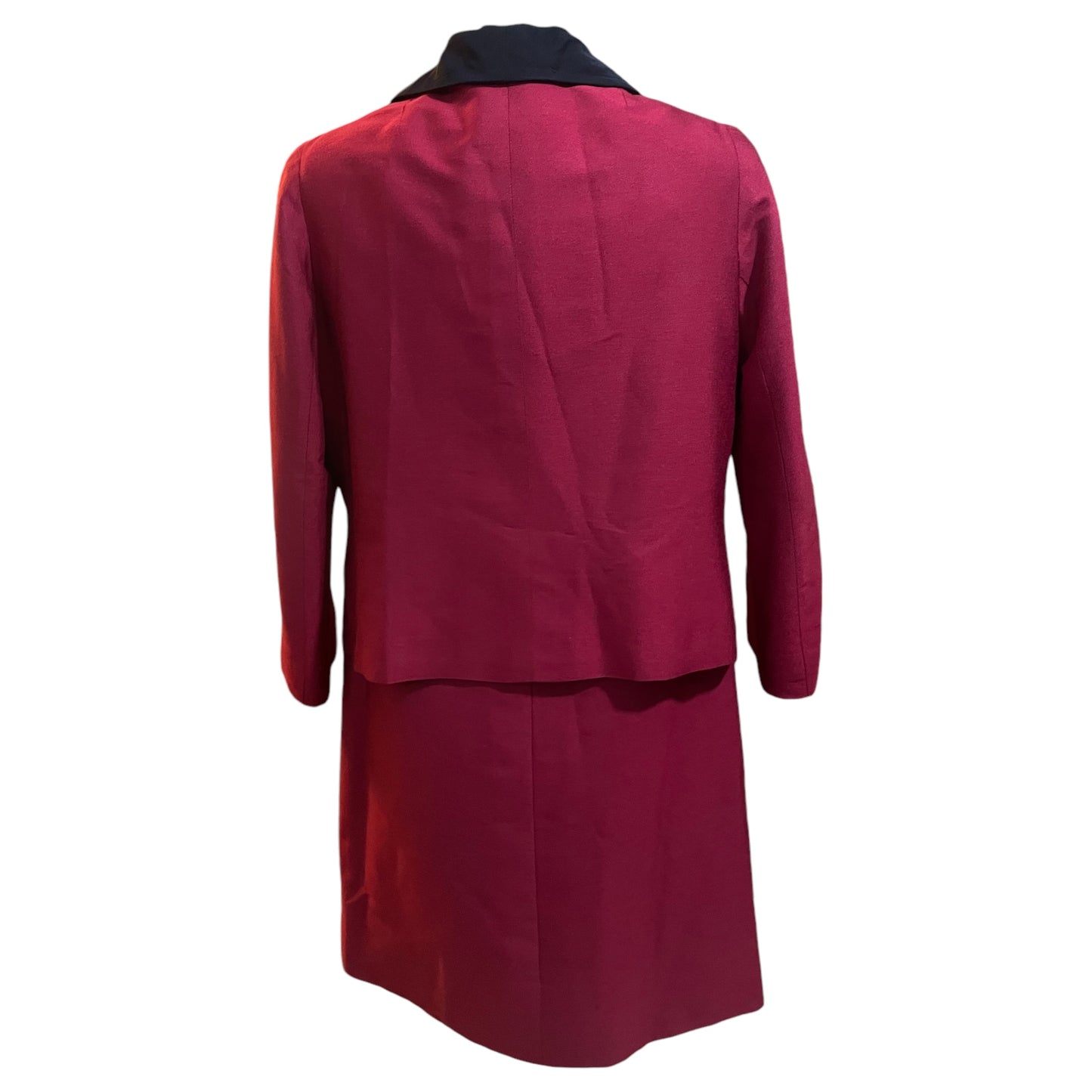 Custom Made Vintage 70s Wine Tailored Set with Blazer and Sheath Dress