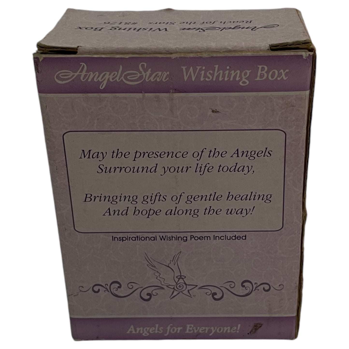 Wishing Box Vintage em Cerâmica Bege – Anjo e Estrelas, Presente de Natal, Organizador de Miudezas