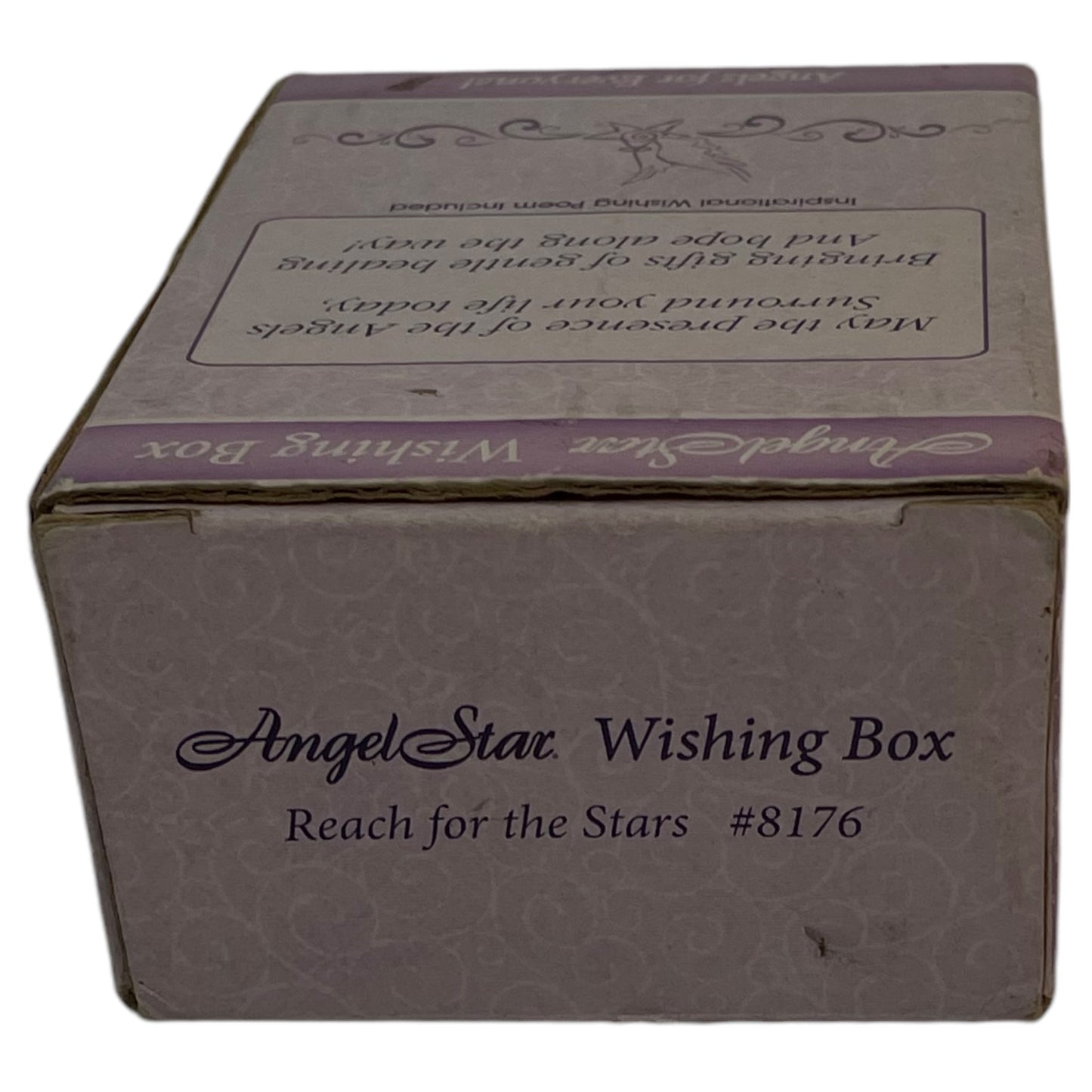 Wishing Box Vintage em Cerâmica Bege – Anjo e Estrelas, Presente de Natal, Organizador de Miudezas