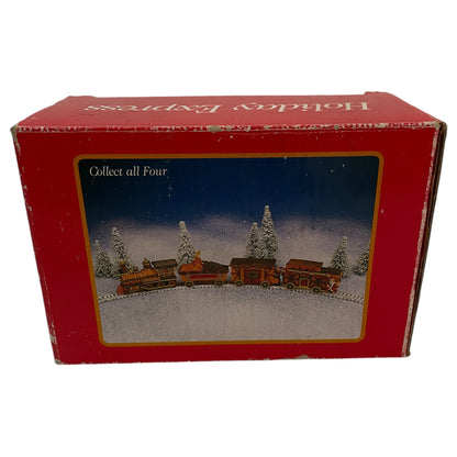 Trem de Natal Vintage 1995 – Holiday Express Locomotiva Cerâmica World Bazaars, com Caixa Original