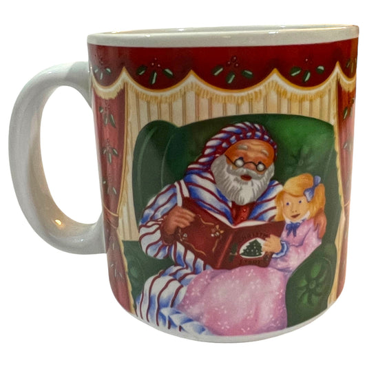 Caneca Vintage de Natal 1993 com Papai Noel e Menina - Sakura INC