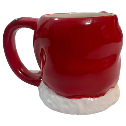 Caneca de Natal Vintage Papai Noel CIB - Cerâmica Vermelha e Branca, Colecionável