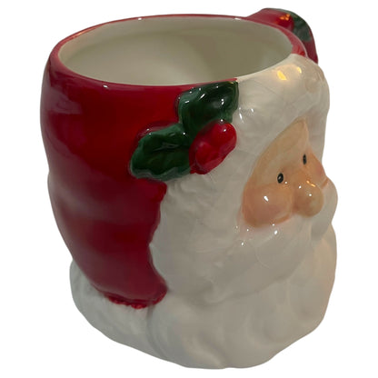 Caneca de Natal Vintage Papai Noel CIB - Cerâmica Vermelha e Branca, Colecionável