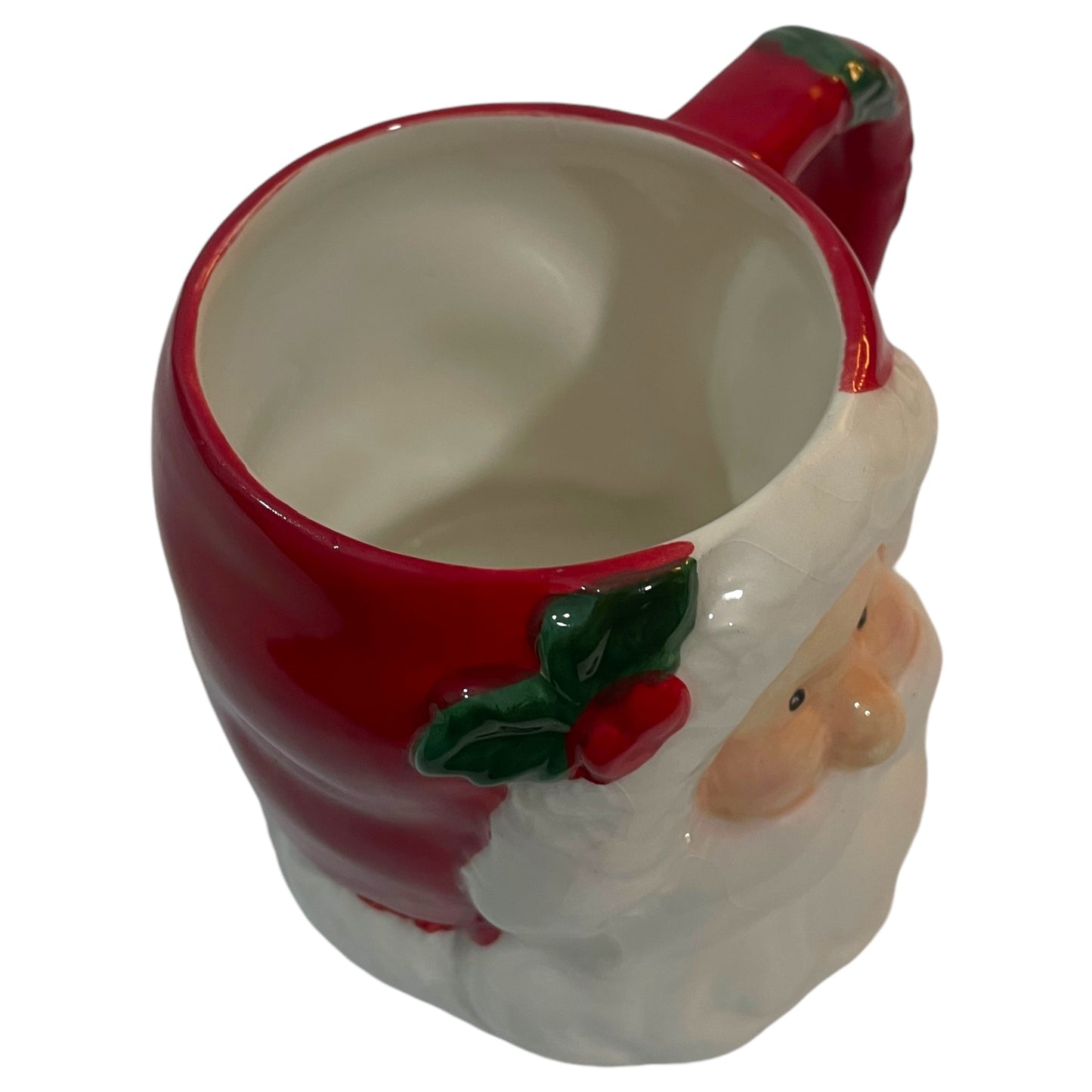 Caneca de Natal Vintage Papai Noel CIB - Cerâmica Vermelha e Branca, Colecionável