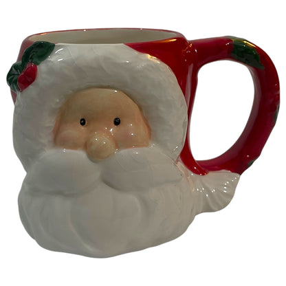 Caneca de Natal Vintage Papai Noel CIB - Cerâmica Vermelha e Branca, Colecionável