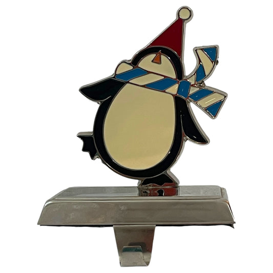 Suporte para Meias de Natal em Metal com Pinguim – Decoração Natalina Vintage