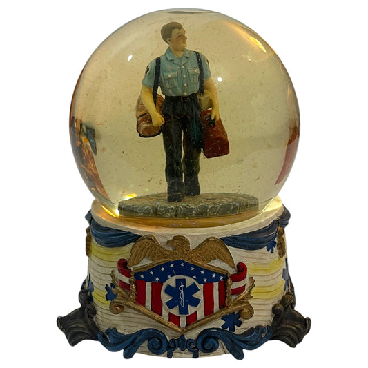 Snow Globe Vintage Paramedic Americano VM 2000 – Homenagem a Heróis, Cores da Bandeira Americana