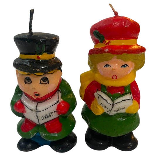 Velas Figuras de Coro de Natal de Cera - 1980 - Casal Dickens - Interpur - Feito na Coreia