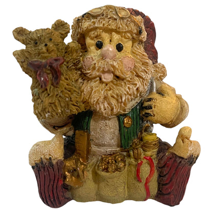 Mini Papá Noel con osito de juguete y cinturón de herramientas – Figura de resina de Albert Price