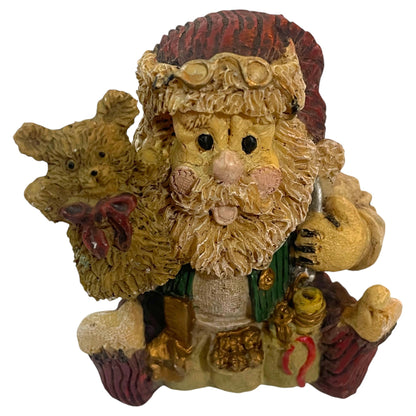 Mini Papá Noel con osito de juguete y cinturón de herramientas – Figura de resina de Albert Price