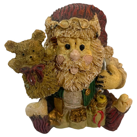 Mini Papai Noel com Urso de Brinquedo e Cinto de Ferramentas – Figurinha de Resina Albert Price