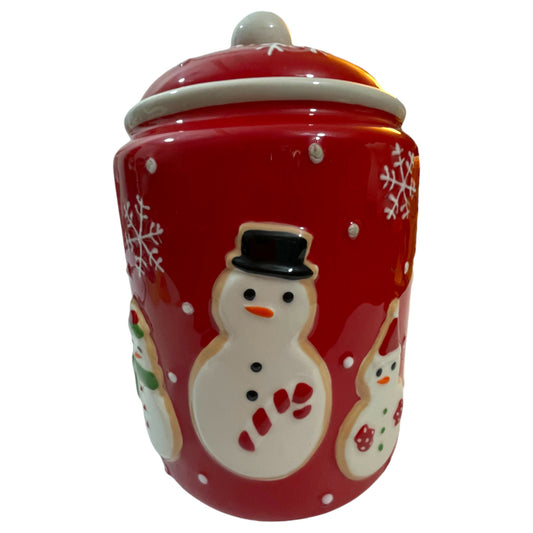 Pote de Biscoitos Hallmark de Natal 2011 - Boneco de Neve Vermelho em Cerâmica