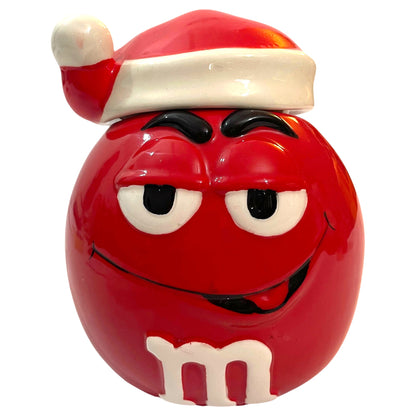 Cookie Jar Natalino M&M’s em Cerâmica Vermelha e Branca, Edição 2017