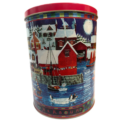 Lata Vintage 1996 Holiday Harbour – Trail’s End, Design Natalino com Farol e Barco