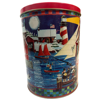 Lata Vintage 1996 Holiday Harbour – Trail’s End, Design Natalino com Farol e Barco