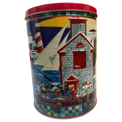 Lata Vintage 1996 Holiday Harbour – Trail’s End, Design Natalino com Farol e Barco