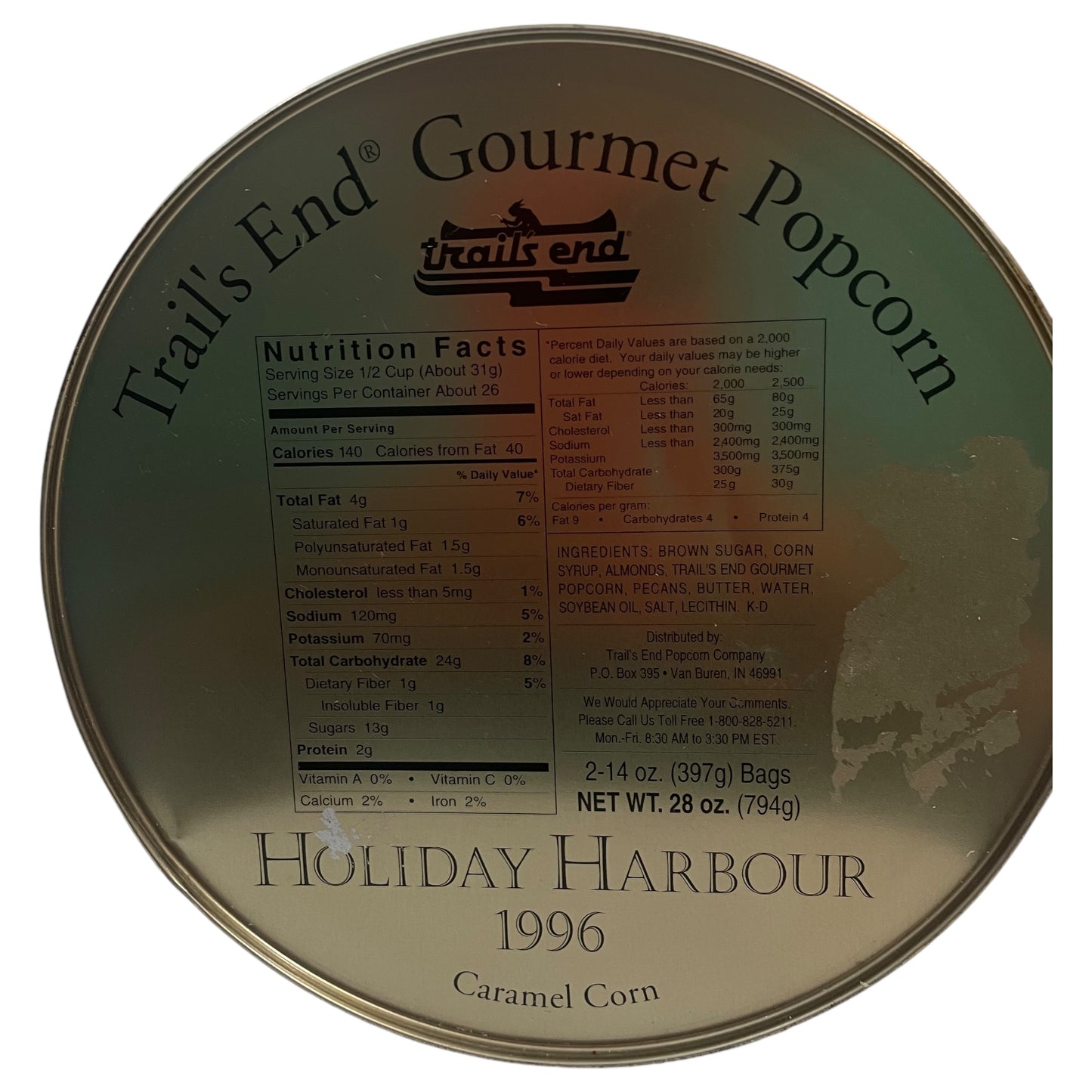 Lata Vintage 1996 Holiday Harbour – Trail’s End, Design Natalino com Farol e Barco