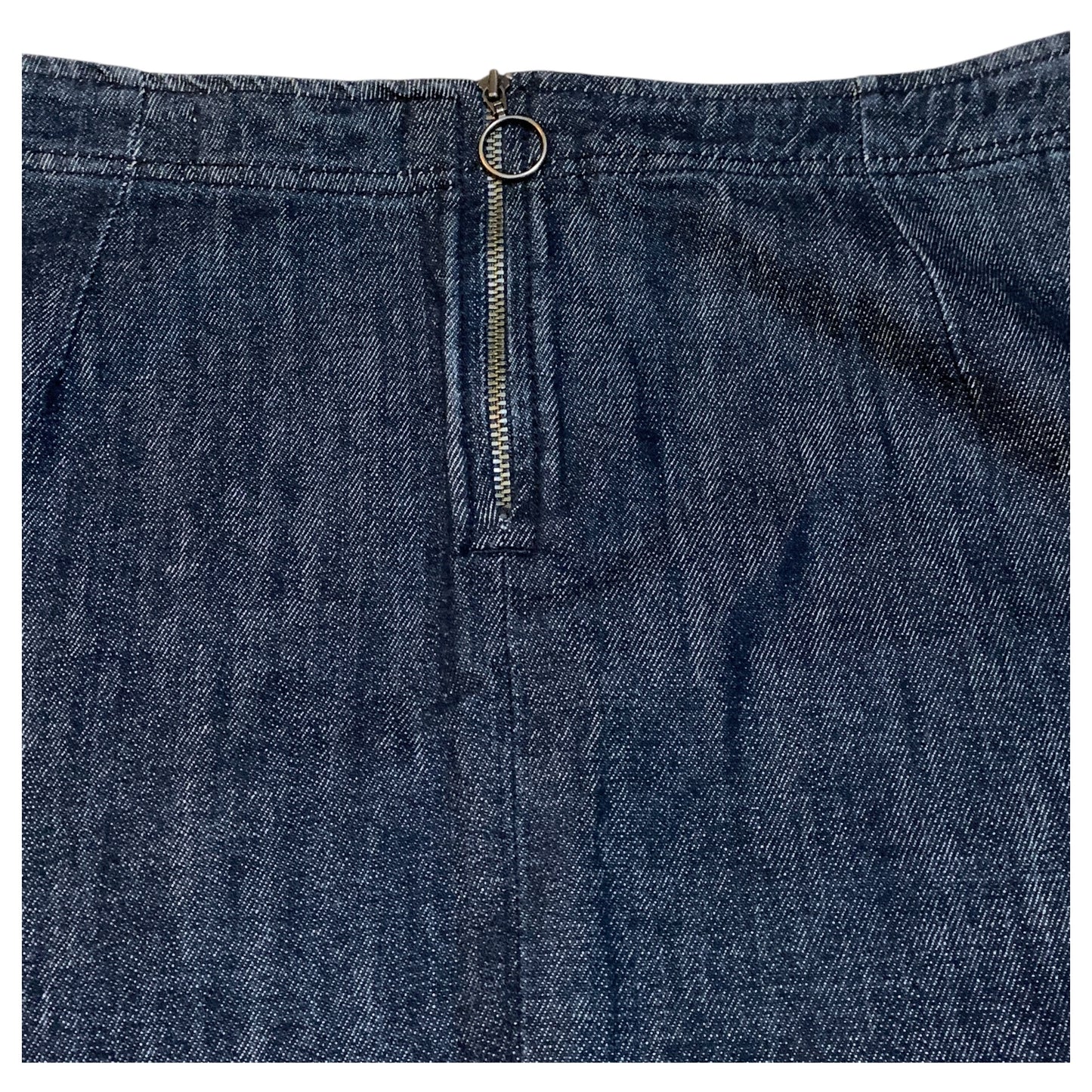 Mini Saia Jeans Azul Escuro Evasê com Zíper Estiloso - Easywear, Tamanho S