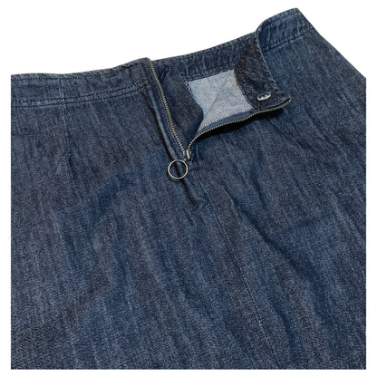 Mini Saia Jeans Azul Escuro Evasê com Zíper Estiloso - Easywear, Tamanho S