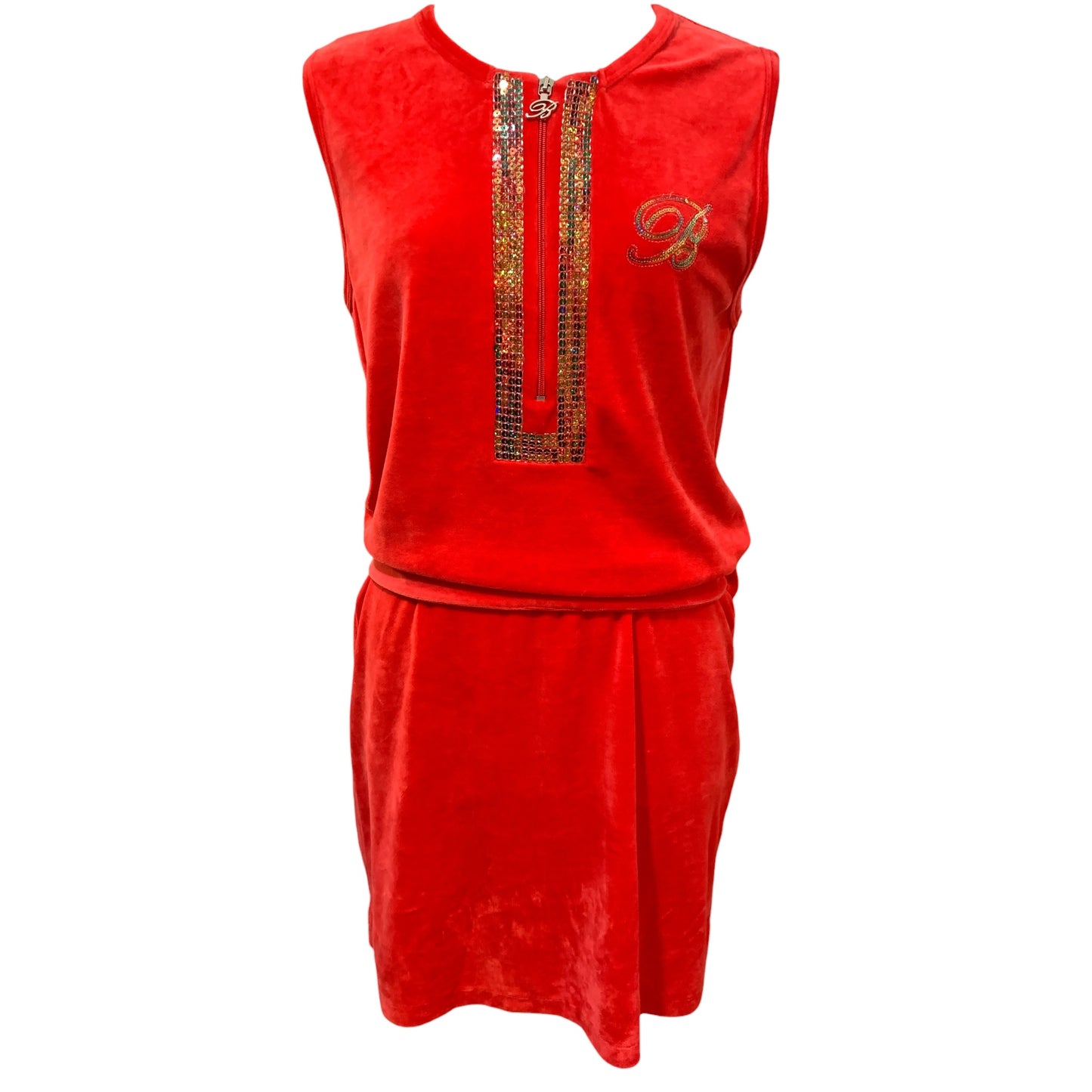 Vestido Curto de Veludo Vermelho Blumarine Beachwear - Tamanho XL