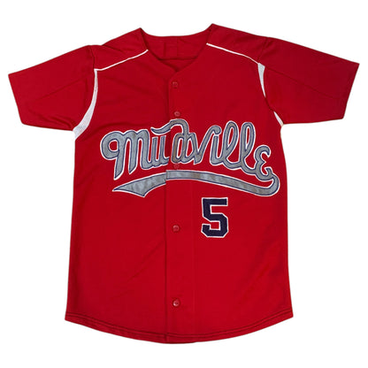 Jersey Baseball Mudville #5, Deportes HS Silva - Tamanho L, Vermelho e Prateado