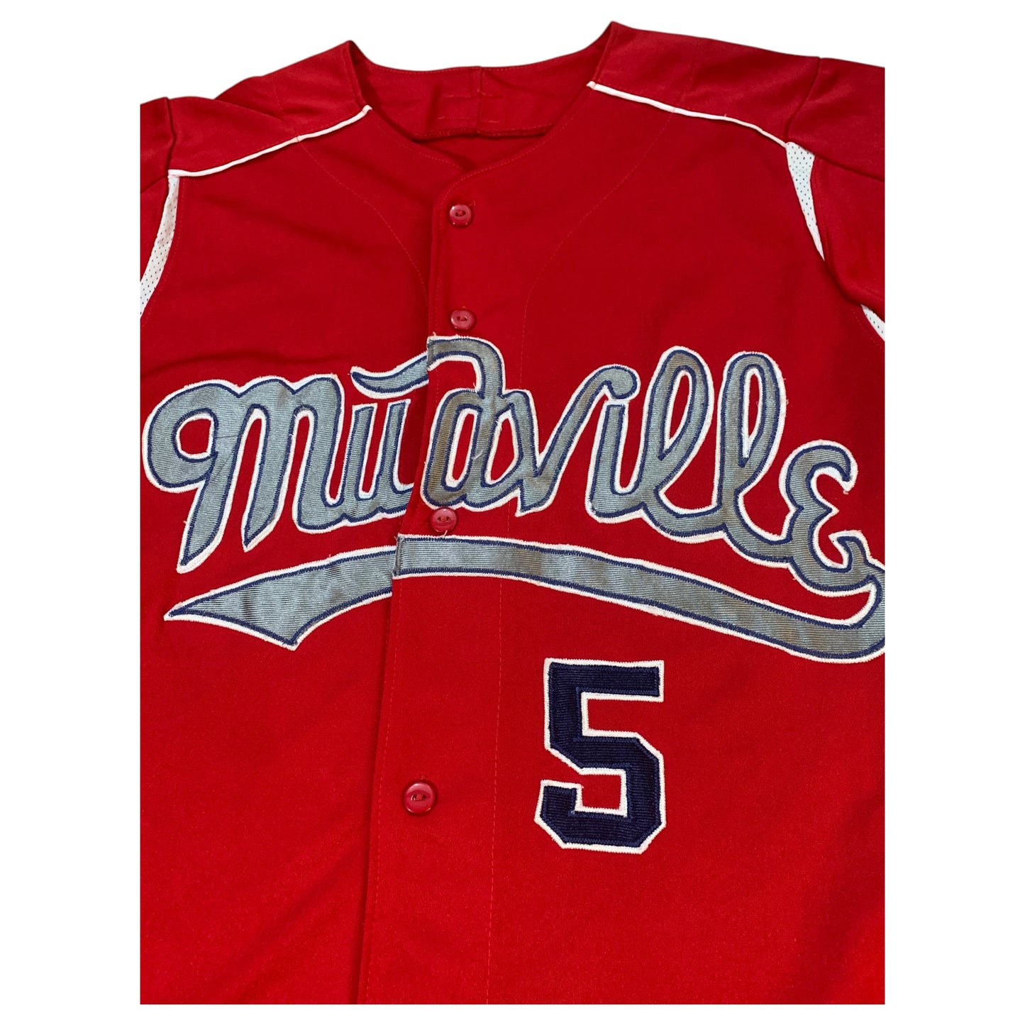 Jersey Baseball Mudville #5, Deportes HS Silva - Tamanho L, Vermelho e Prateado