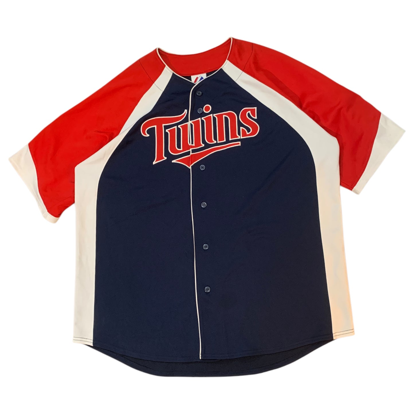 Camisa Jersey Varsity Vintage Minnesota Twins Baseball Club – Azul Marinho e Vermelha – Tamanho XL