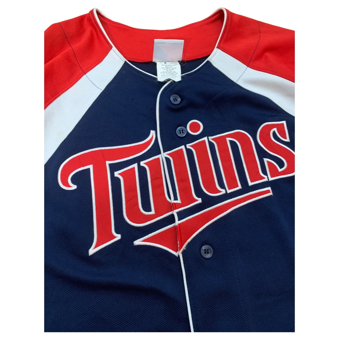 Camisa Jersey Varsity Vintage Minnesota Twins Baseball Club – Azul Marinho e Vermelha – Tamanho XL