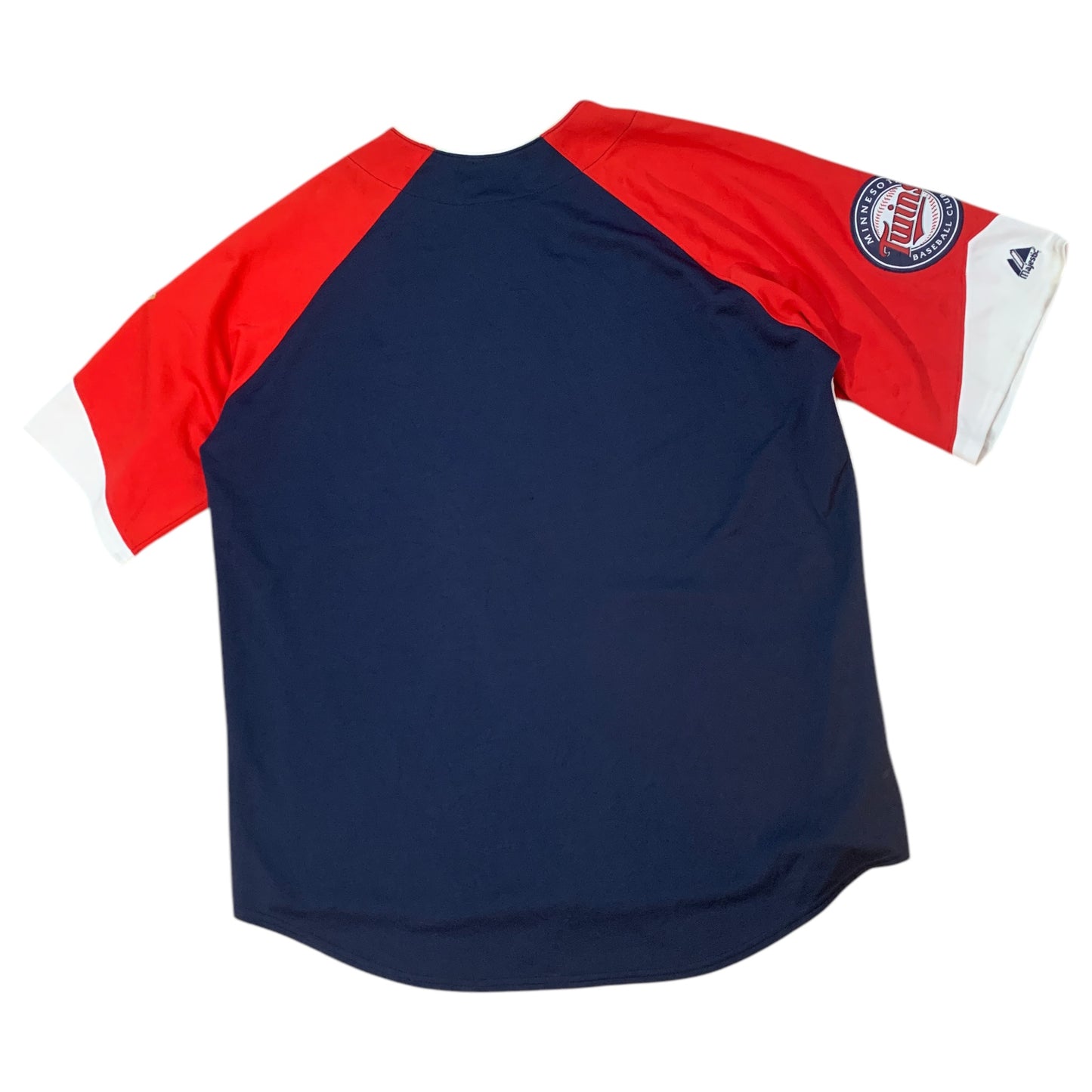 Camisa Jersey Varsity Vintage Minnesota Twins Baseball Club – Azul Marinho e Vermelha – Tamanho XL