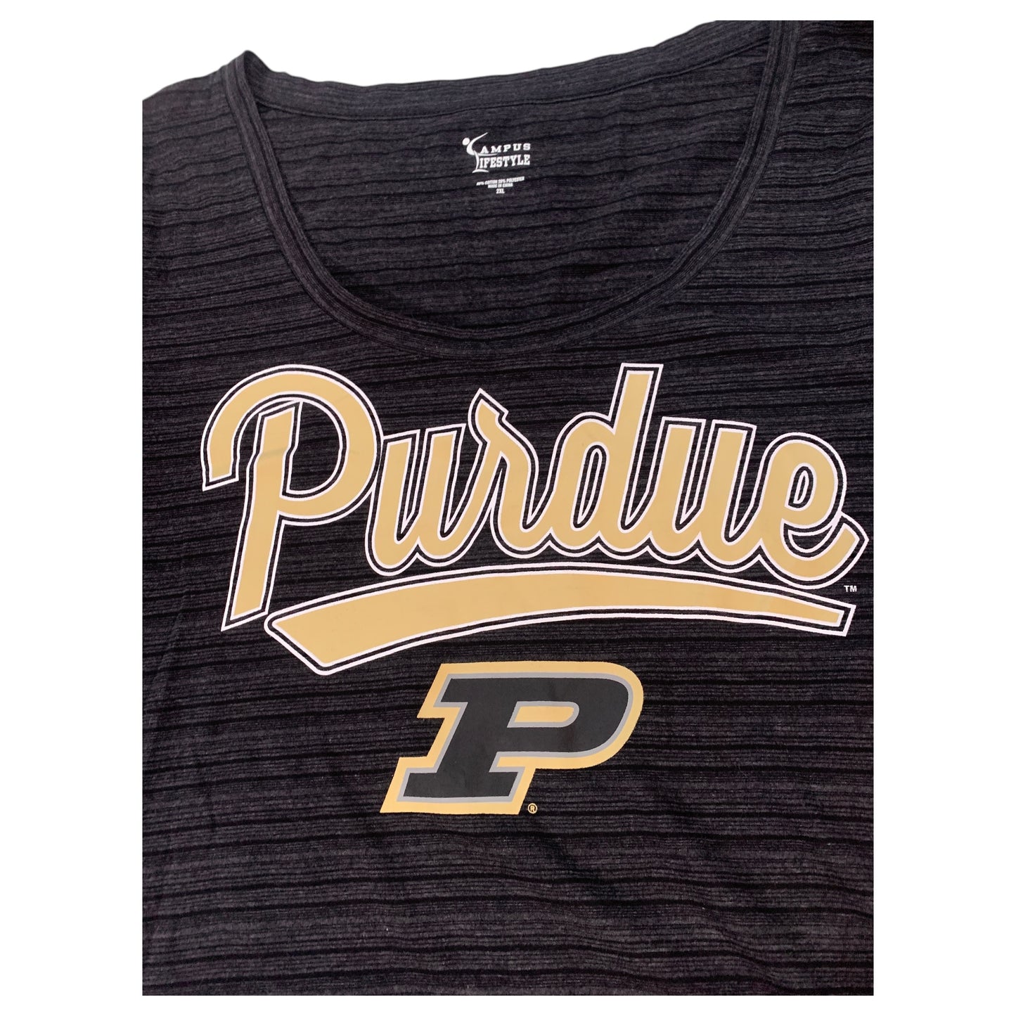 T-Shirt Esportiva Feminina Purdue Cinza – Tamanho 2XL da Campus Lifestyle 2000s