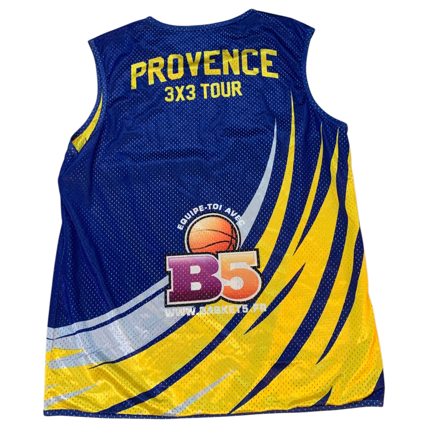 GRDF Yellow and Blue Double-Sided Sports Tank Top – Basket5 Brand – Size XL