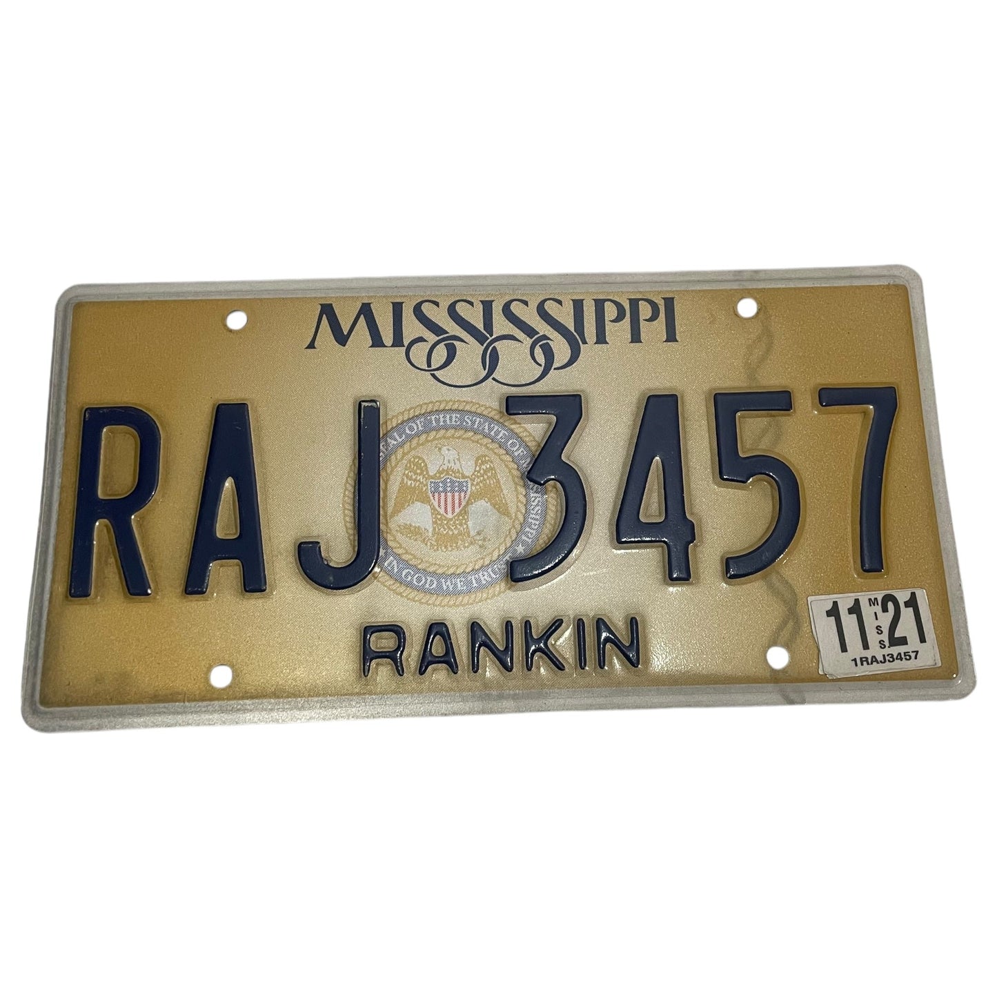 Placa de Mississippi Rankin, noviembre de 2021, original de EE. UU. - Buen estado