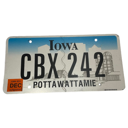 Placa de Carro IOWA Pottawattyame, Dezembro 2013, Original dos EUA - Bom Estado