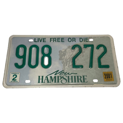 Placa Vintage de Carro Original New Hampshire, Live Free or Die, 2001