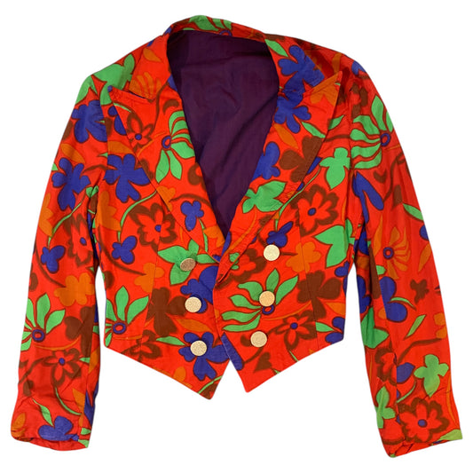 Blazer Toureiro Vintage Colorido Decorado com Estampa Floral