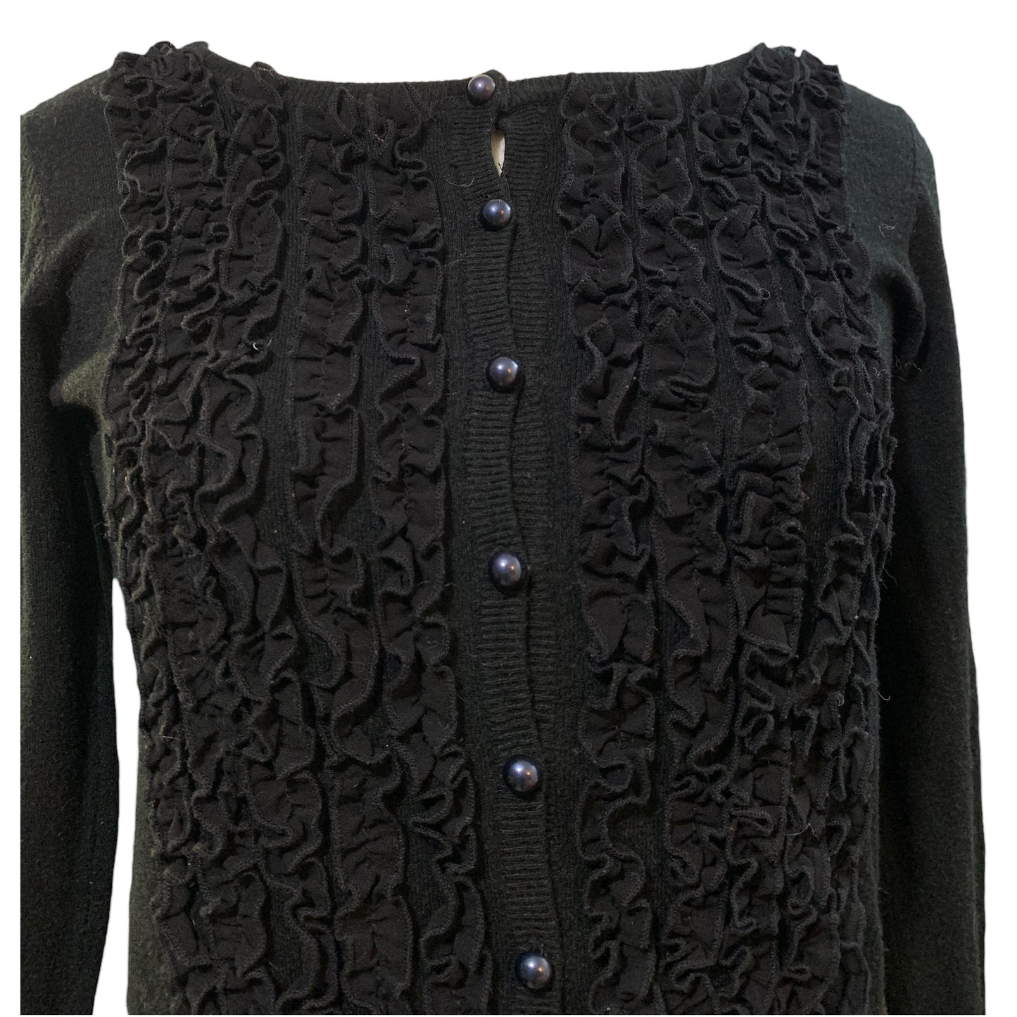 Cardigan Preto Vintage Anos 2000 com Botões Pérola Negra Y2K