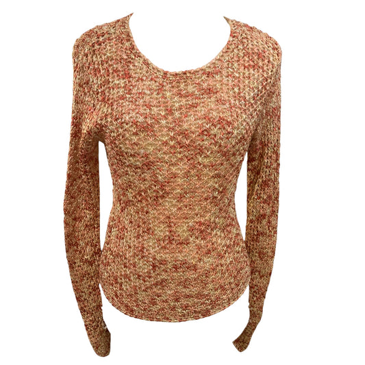 Blusa de Crochê Vintage Anos 90/2000 Y2K - Transparente, Coral, Laranja e Dourado, Tamanho S