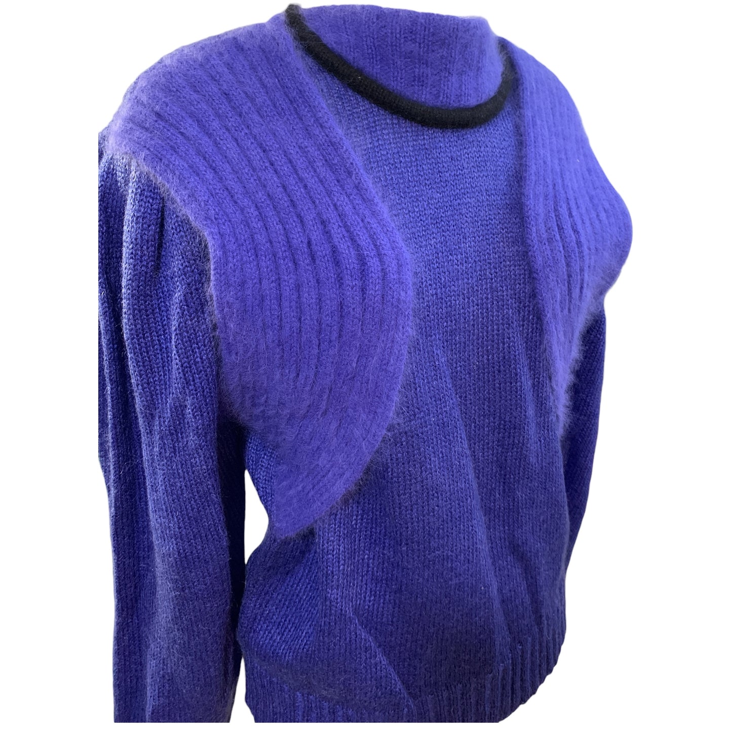 Suéter Vintage Roxo Violeta Anos 80 em Mohair e Angora - Ombreiras, Pensato Itália